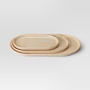 Room Essentials 3pk Bamboo Printed Trays NEW